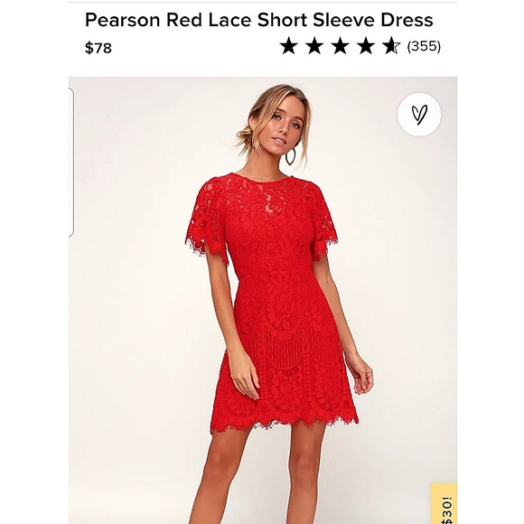 NWT Lulu's Red Lace Mini Dress - Picture 2 of 8